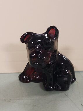 Cambridge Glass Deep Amethyst (Purple) Bulldog Dog Pup Vintage Pencil Holder